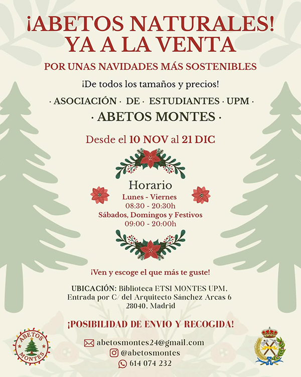 Cartel sobre la venta de abetos naturales