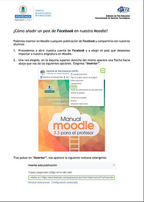 Portada del documento: Cómo añadir un post de Facebook  en nuestro Moodle