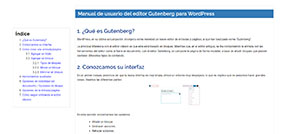 Portada del documento: Manual del editor Gutenberg para Wordpress
