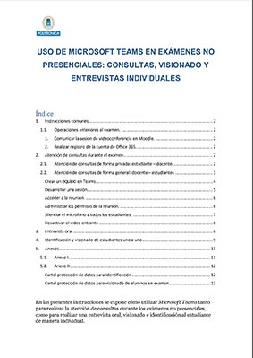 Portada del documento: Uso de Microsoft Teams en las pruebas de evaluación