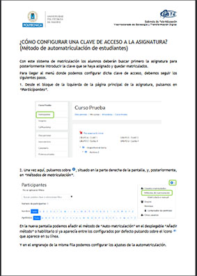 Portada del documento: ¿Cómo configurar una clave de acceso a la asignatura?
