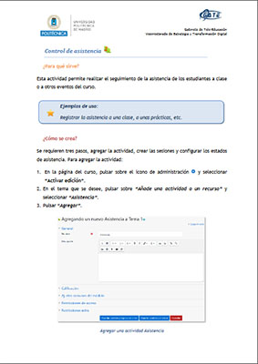 Portada del documento: Guía de la actividad Asistencia