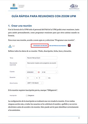Portada del documento: Guía rápida para reuniones con ZOOM UPM