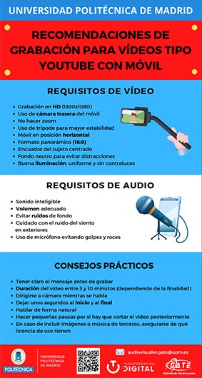 Portada del documento: Recomendaciones de grabación para vídeos tipo YouTube con móvil