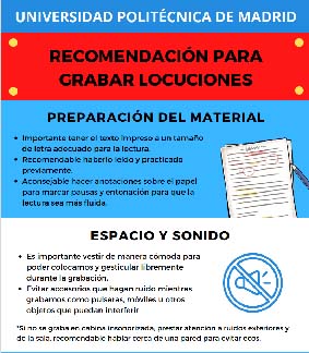 Portada del documento: Recomendación para grabar locuciones